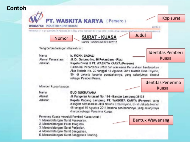 Detail Bagian Surat Kuasa Nomer 3