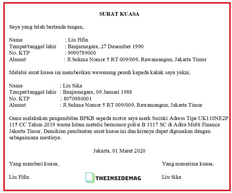 Detail Bagian Surat Kuasa Nomer 21