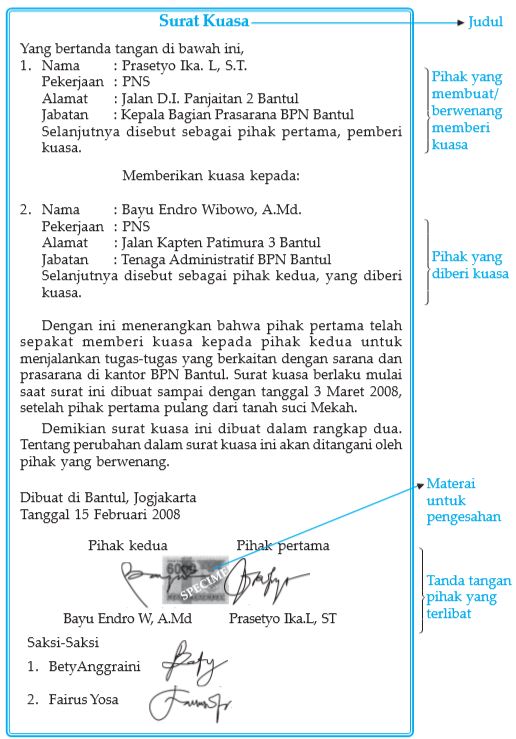 Detail Bagian Surat Kuasa Nomer 6