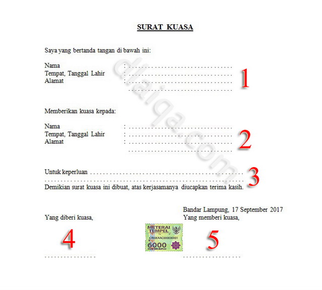 Detail Bagian Surat Kuasa Nomer 55