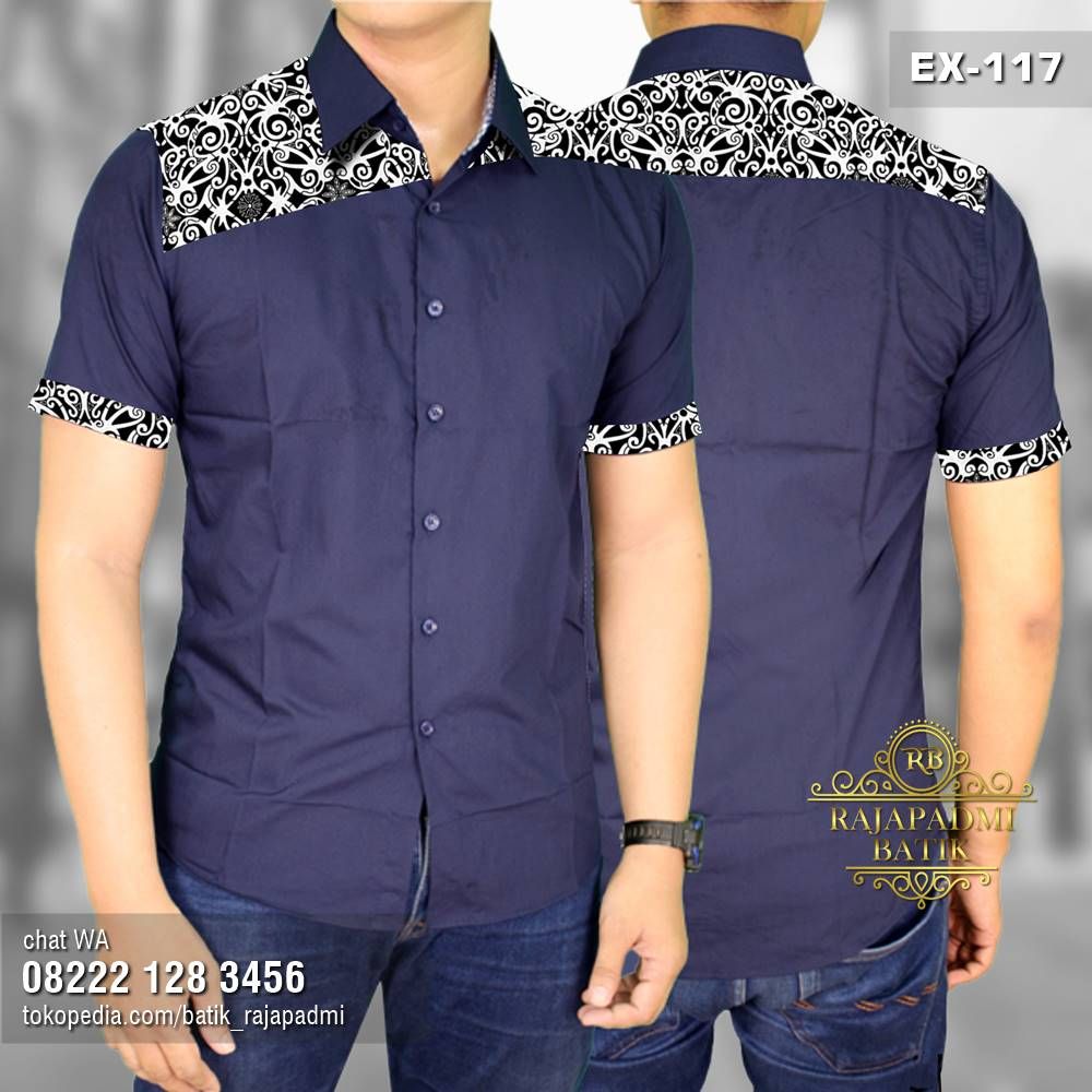 Detail Baju Batik Kombinasi Polos Nomer 47