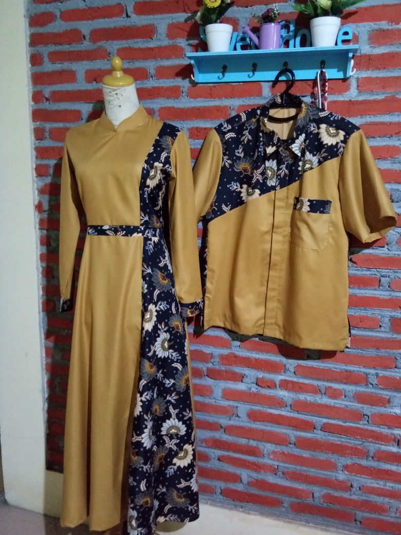 Detail Baju Batik Kombinasi Polos Nomer 49