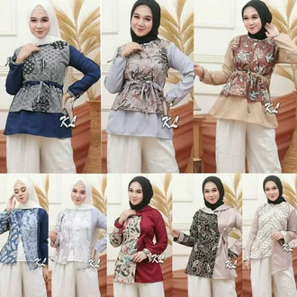 Detail Baju Batik Kombinasi Polos Nomer 53