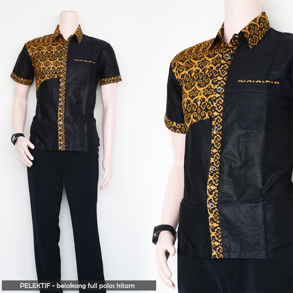 Detail Baju Batik Kombinasi Polos Nomer 55