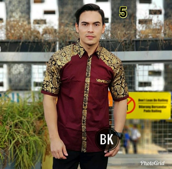 Detail Baju Batik Kombinasi Polos Modern Nomer 15