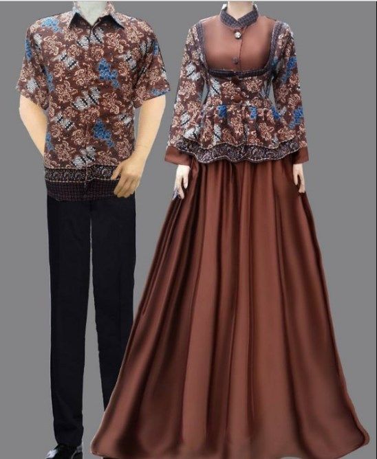 Detail Baju Batik Kombinasi Polos Modern Nomer 17