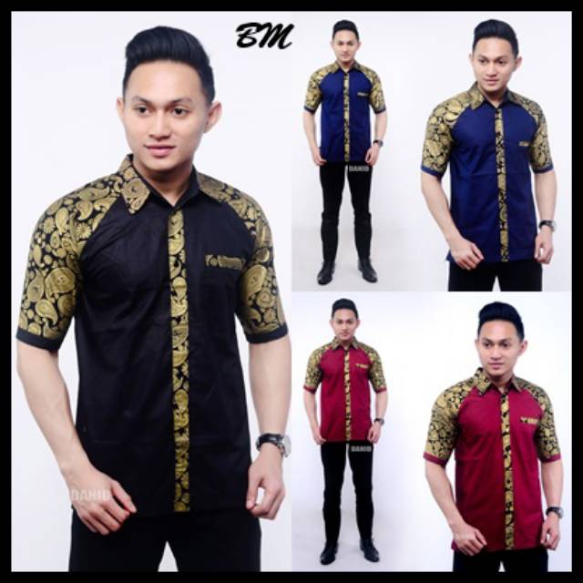 Detail Baju Batik Kombinasi Polos Modern Nomer 18