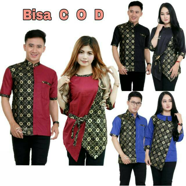 Detail Baju Batik Kombinasi Polos Modern Nomer 29