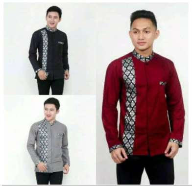 Detail Baju Batik Kombinasi Polos Modern Nomer 33