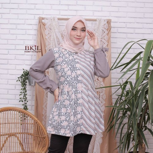 Detail Baju Batik Kombinasi Polos Modern Wanita Nomer 39