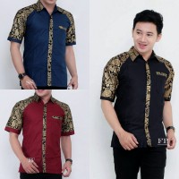 Detail Baju Batik Pria Kombinasi Kain Polos Nomer 45