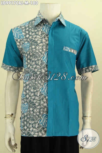 Detail Baju Batik Pria Kombinasi Kain Polos Nomer 46