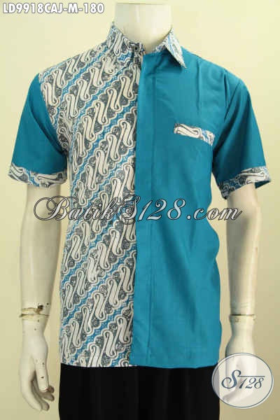 Detail Baju Batik Pria Kombinasi Kain Polos Nomer 48