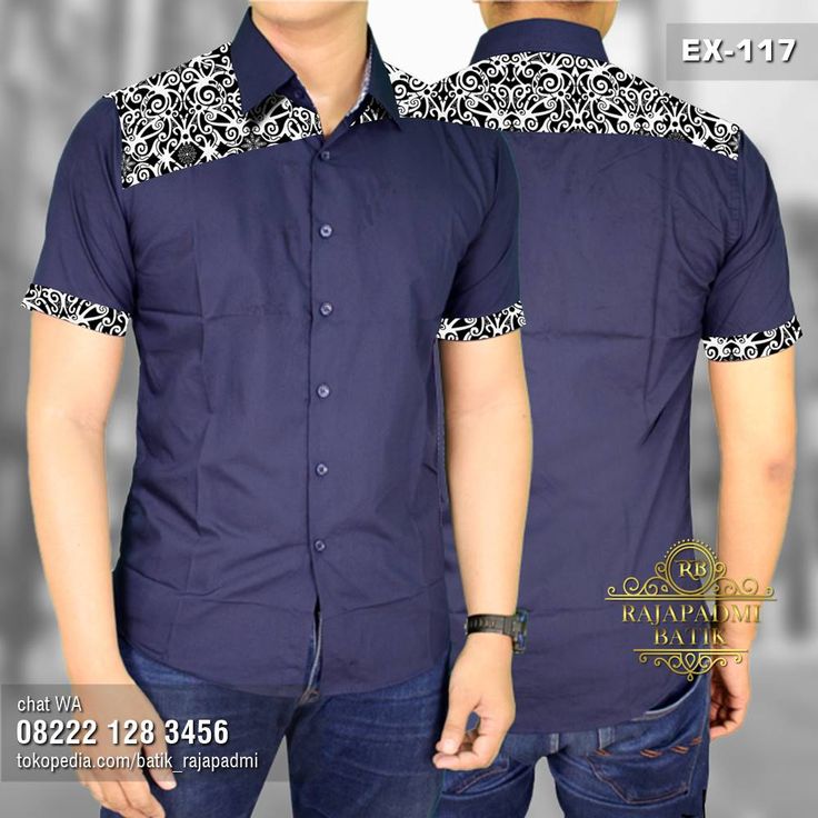 Detail Baju Batik Pria Kombinasi Polos Nomer 11