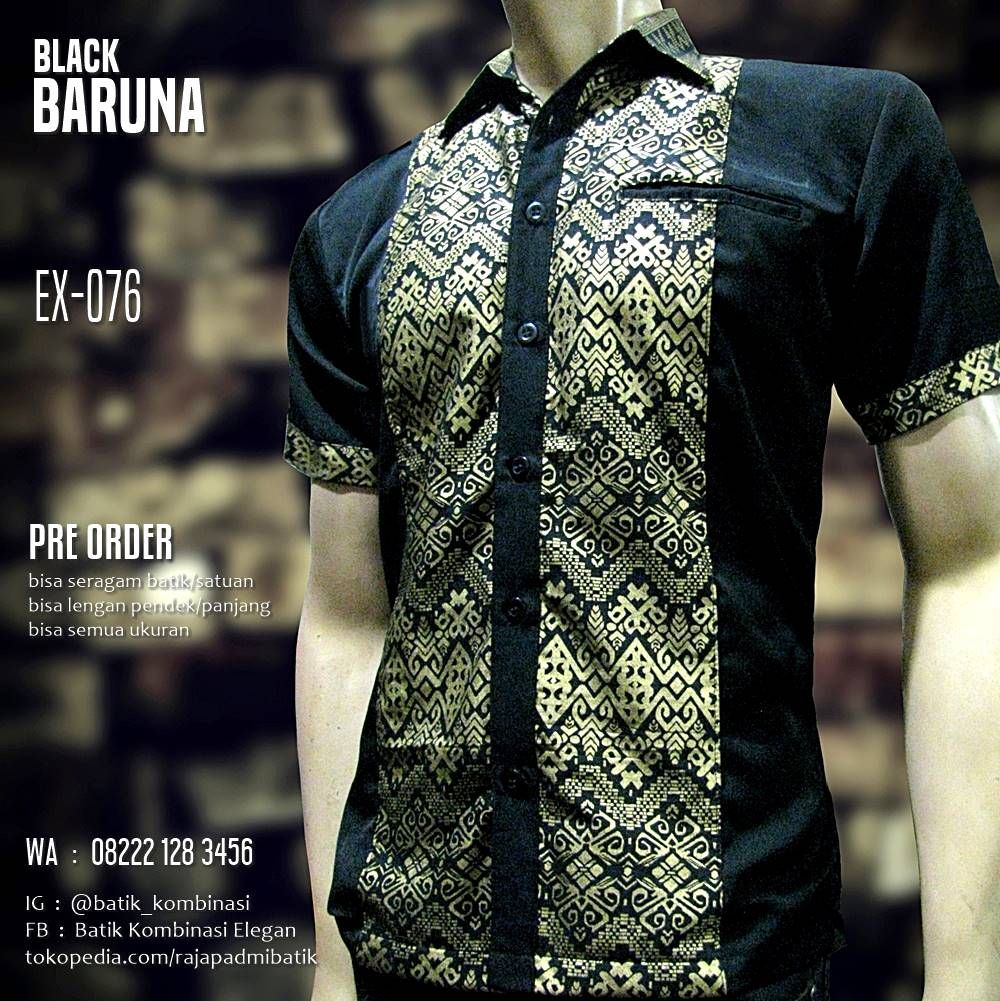 Detail Baju Batik Pria Kombinasi Polos Nomer 51