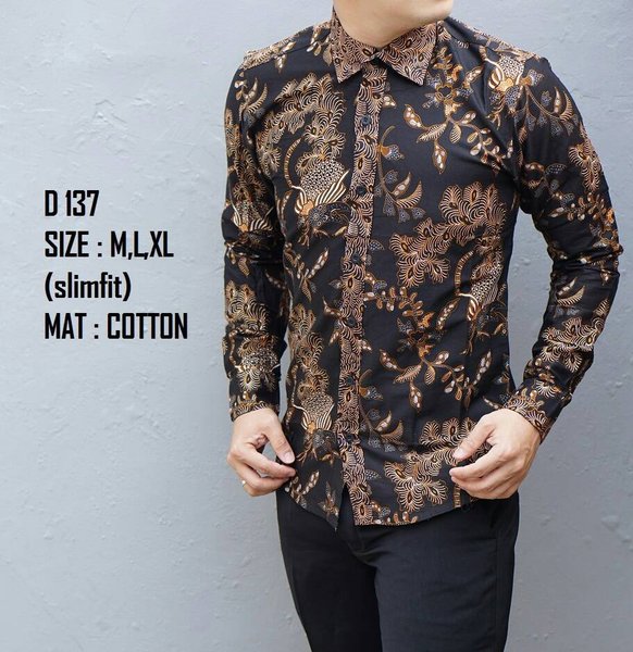 Detail Baju Batik Pria Lengan Panjang Modern Nomer 2