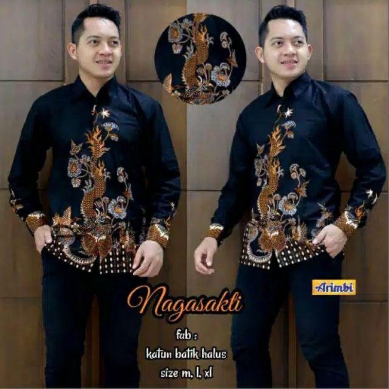 Detail Baju Batik Pria Lengan Panjang Modern Nomer 32