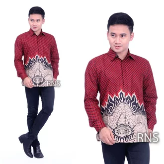 Detail Baju Batik Pria Warna Merah Marun Nomer 20