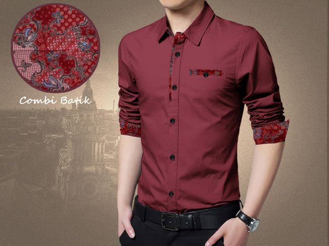 Detail Baju Batik Pria Warna Merah Marun Nomer 22