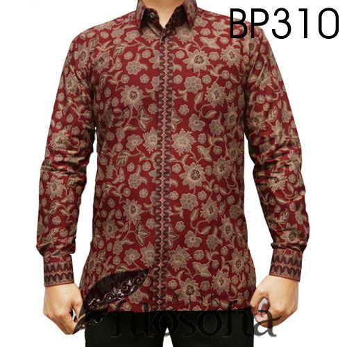 Detail Baju Batik Pria Warna Merah Marun Nomer 28