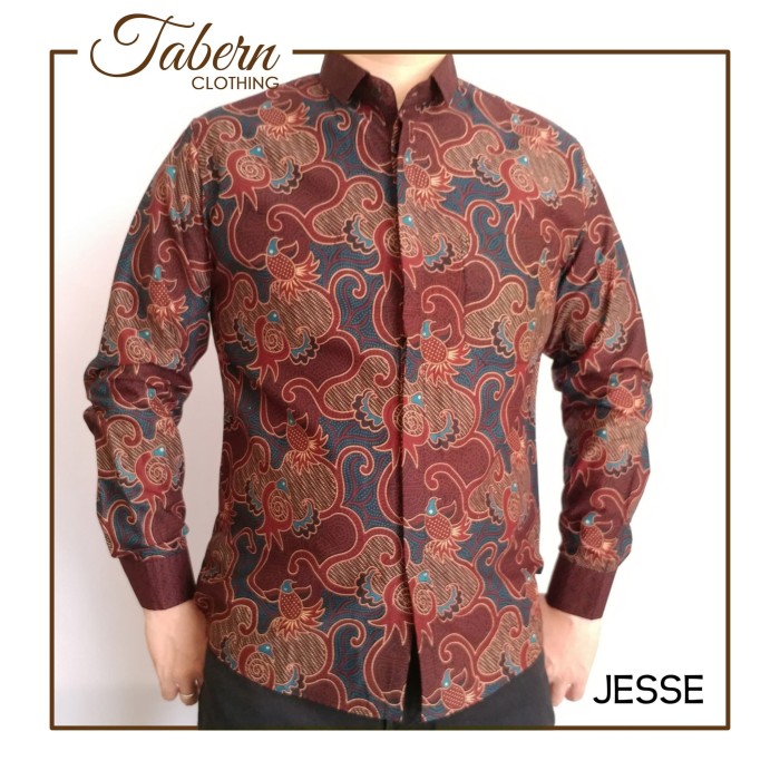 Detail Baju Batik Pria Warna Merah Marun Nomer 29