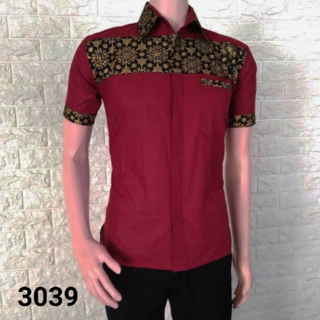 Detail Baju Batik Pria Warna Merah Marun Nomer 43