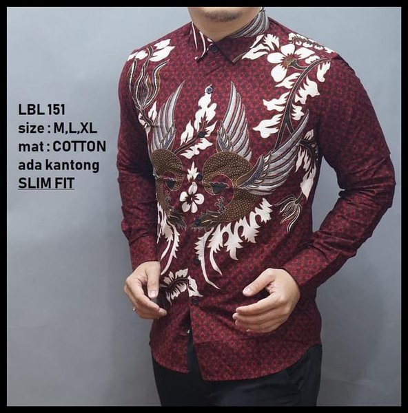 Detail Baju Batik Pria Warna Merah Marun Nomer 46