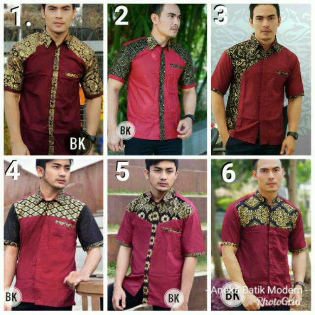 Detail Baju Batik Pria Warna Merah Marun Nomer 48