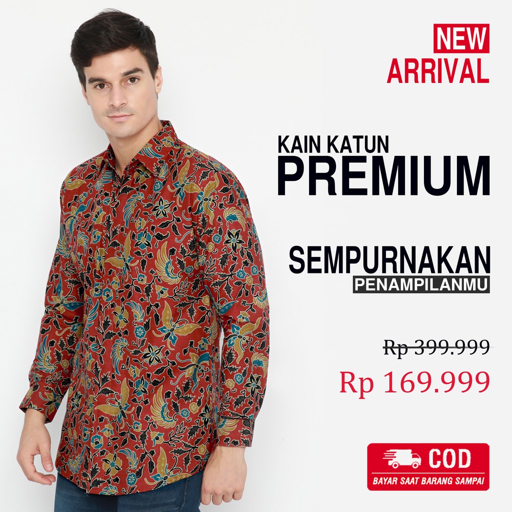 Detail Baju Batik Pria Warna Merah Marun Nomer 53