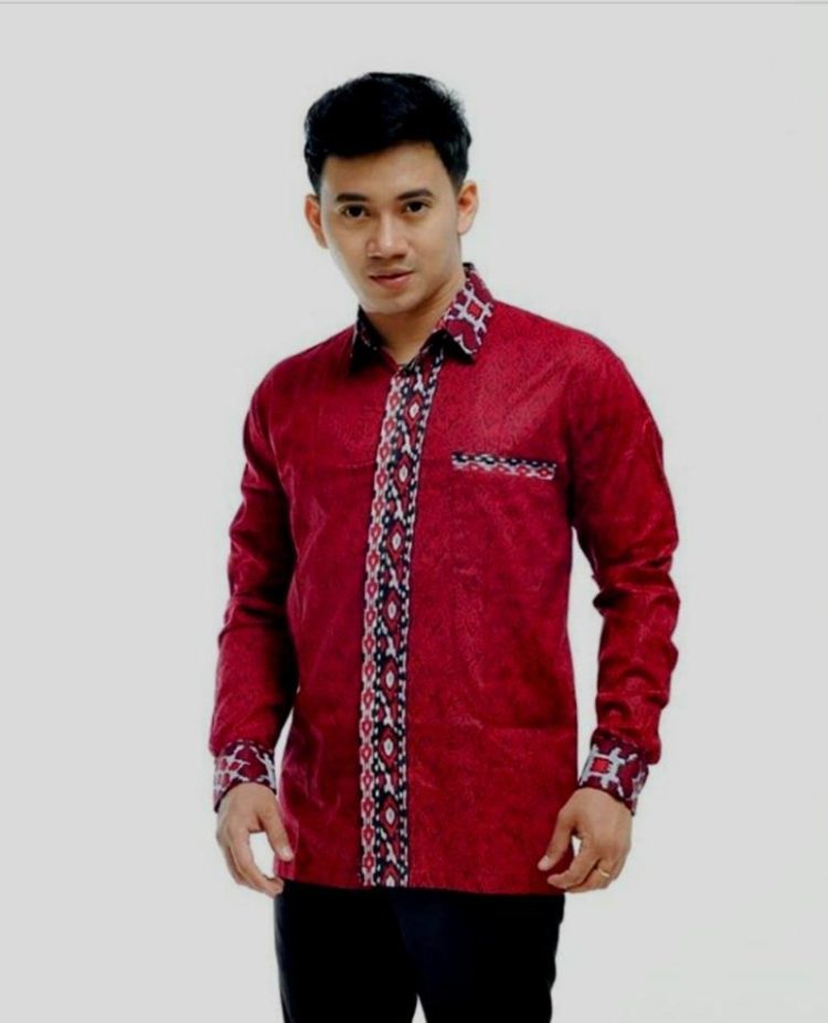 Detail Baju Batik Pria Warna Merah Marun Nomer 9