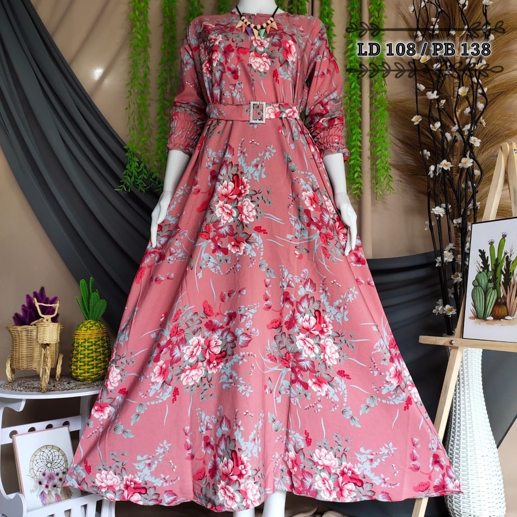 Detail Baju Gamis Bunga Bunga Nomer 18