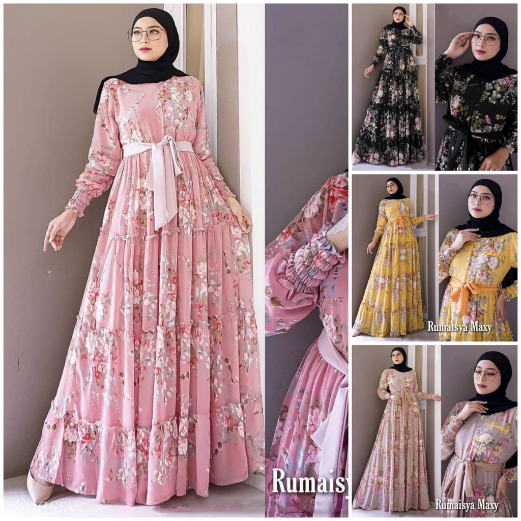 Detail Baju Gamis Bunga Bunga Nomer 19