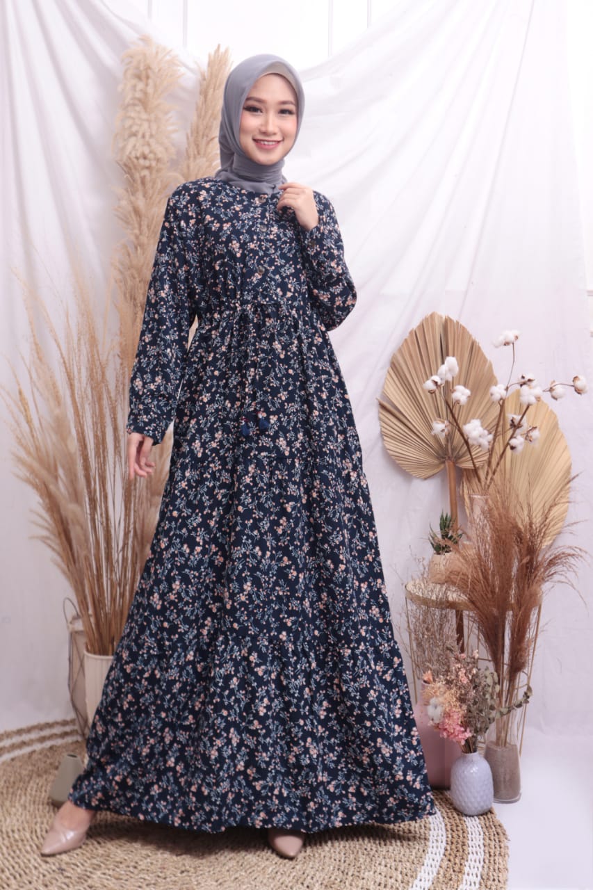 Detail Baju Gamis Bunga Bunga Nomer 21