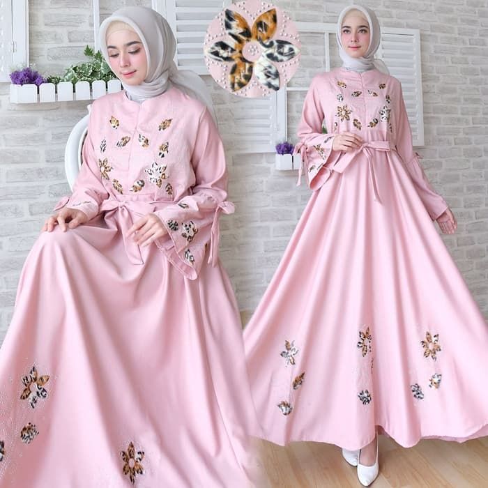 Detail Baju Gamis Bunga Bunga Nomer 44