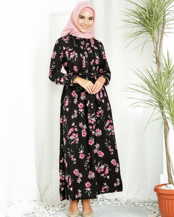 Detail Baju Gamis Bunga Bunga Nomer 6