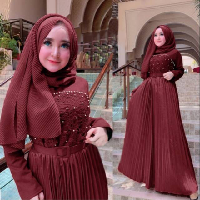 Detail Baju Gamis Pesta Elegan Nomer 14