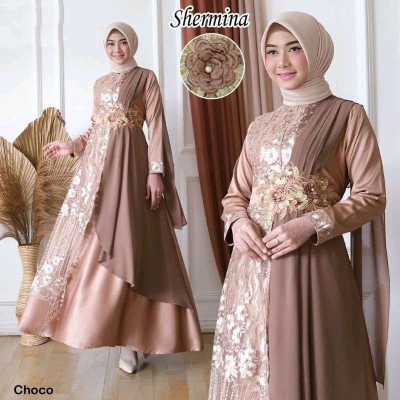 Detail Baju Gamis Pesta Elegan Nomer 18