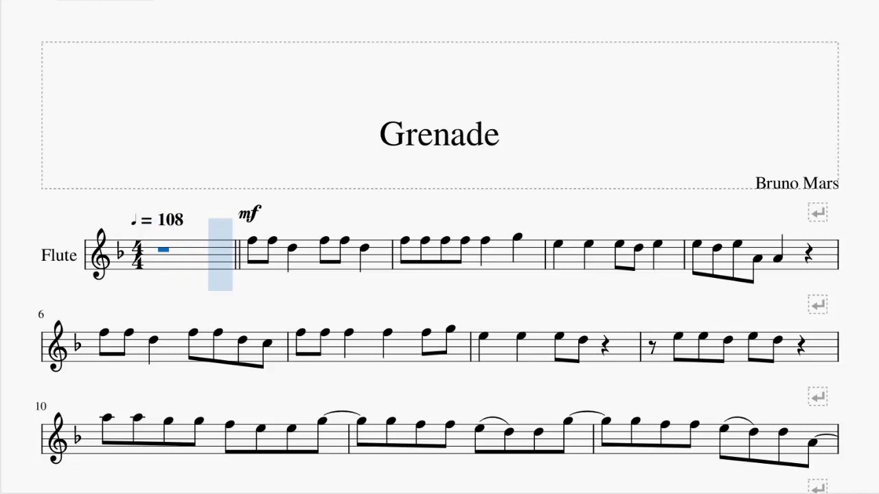 Detail Flute Notes For Grenade Nomer 6