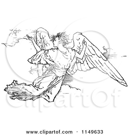 Detail Flying Angel Clipart Black And White Nomer 17