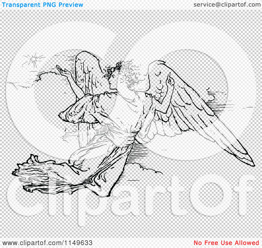 Detail Flying Angel Clipart Black And White Nomer 24