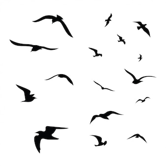 Detail Flying Bird Silhouette Vector Nomer 35