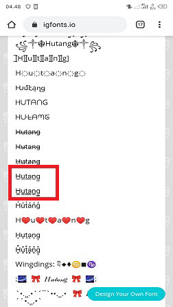 Detail Font Garis Bawah Nomer 38