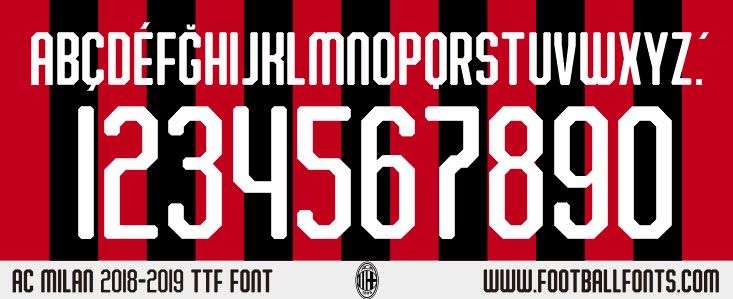 Detail Font Jersey Ac Milan Nomer 3