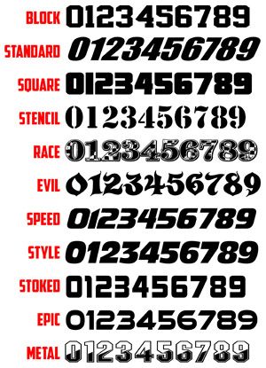 Detail Font Untuk Nomor Balap Nomer 18