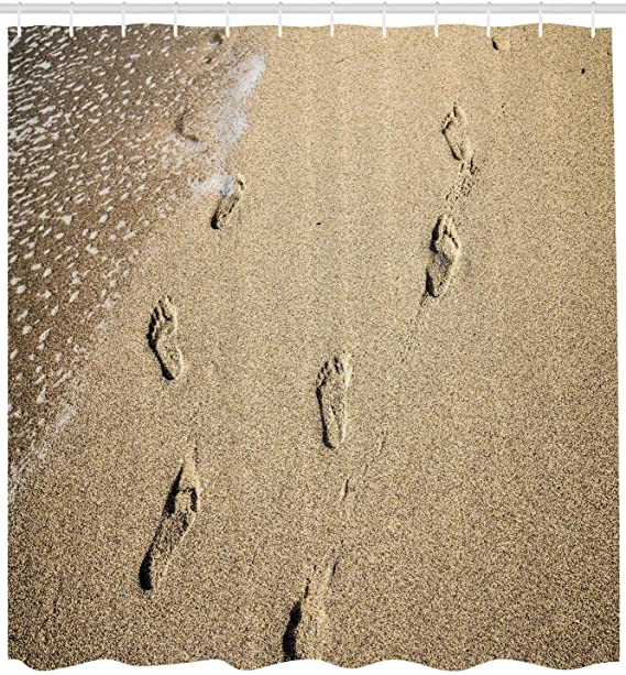 Detail Footprints In The Sand Shower Curtain Nomer 16