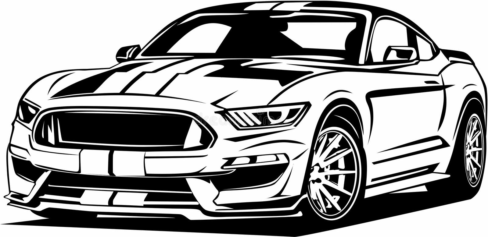 Ford Mustang Clipart Black And White - KibrisPDR