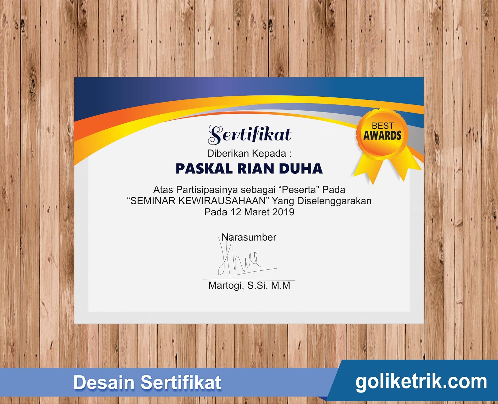 Detail Form Sertifikat Kosong Nomer 46