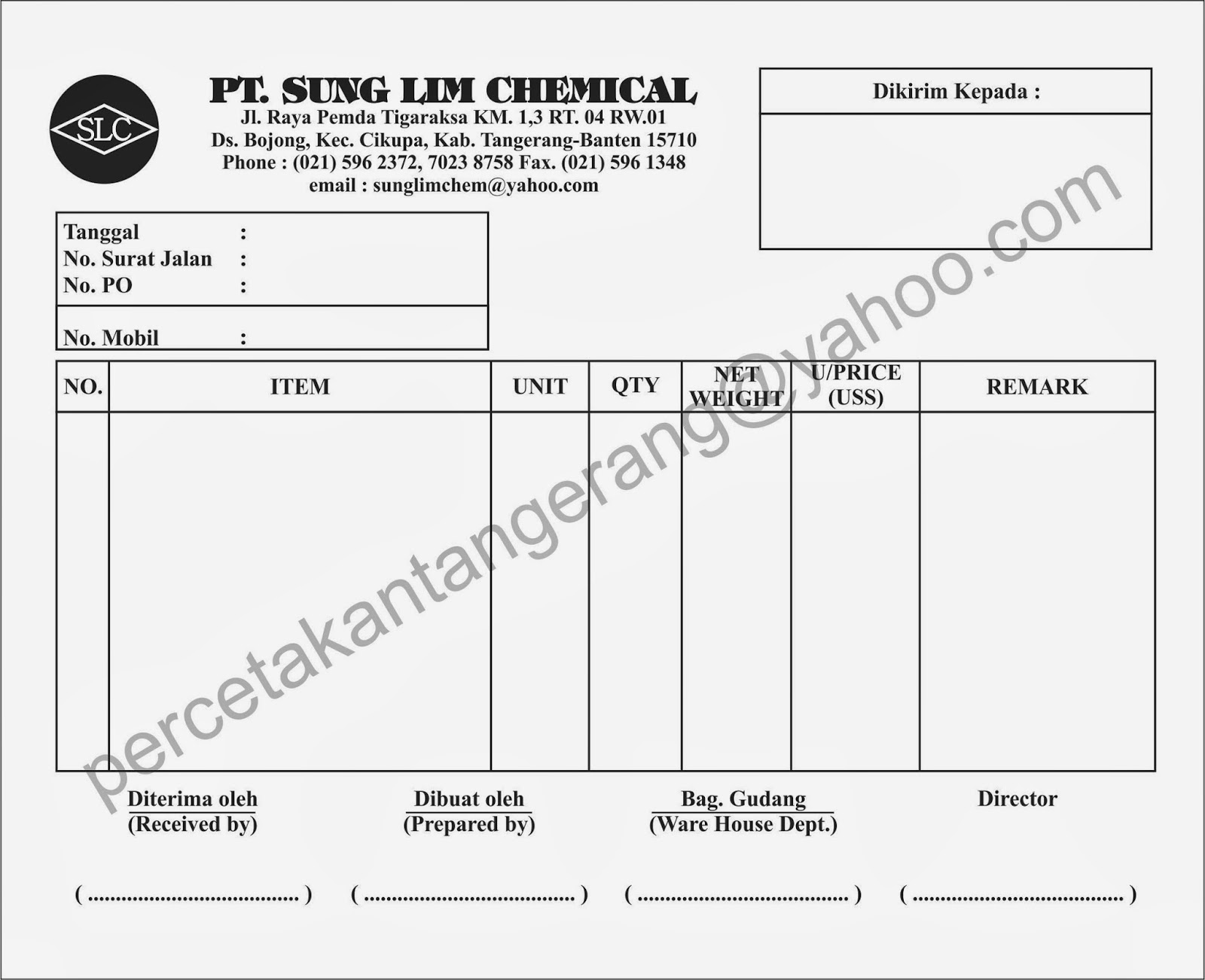 Detail Form Surat Jalan Kosong Nomer 27