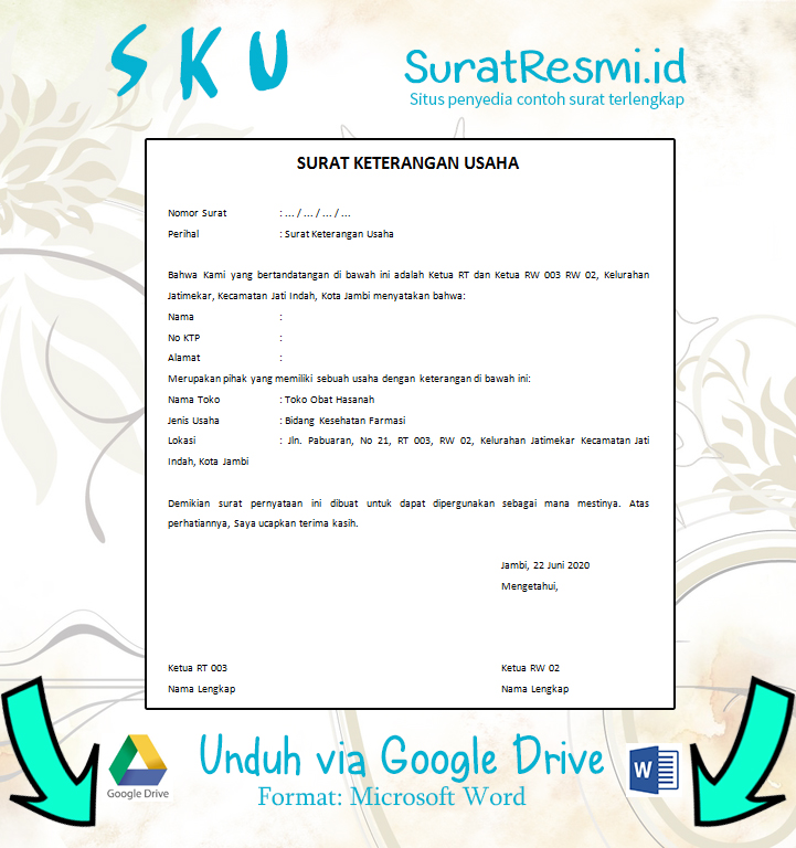 Detail Form Surat Keterangan Usaha Nomer 32