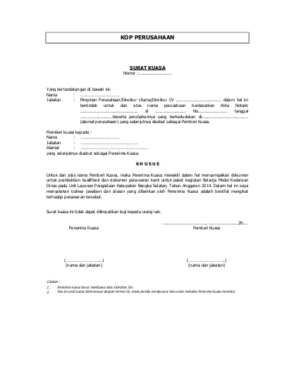 Detail Form Surat Kuasa Nomer 28
